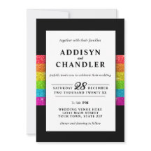LGBTQ Rainbow Black Chic Modern Wedding Glitzer