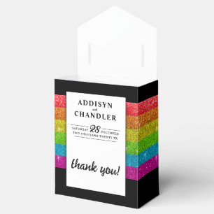 LGBTQ Rainbow Black Chic Modern Wedding Glitzer Geschenkschachtel