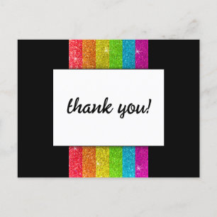 LGBTQ Rainbow Black Chic Modern Wedding Glitzer Postkarte