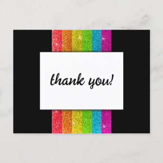 LGBTQ Rainbow Black Chic Modern Wedding Glitzer Postkarte