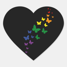 LGBTQ Rainbow Butterfly Trail Herz-Aufkleber