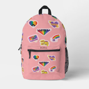 LGBTQ Rainbow Gay Modern Stickers Style Monogram Bedruckter Rucksack
