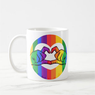 LGBTQ Rainbow Heart Hands Kaffeetasse