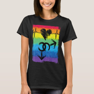 Lgbtq Rainbow Heartbeat Gay Pride Equali T-Shirt