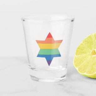 LGBTQ Rainbow Jewish Star Shot Glass Schnapsglas