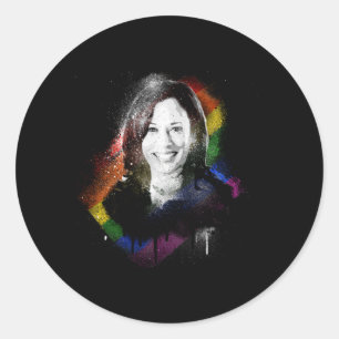 LGBTQ Rainbow Kamala Harris Spray Paint Pride Runder Aufkleber