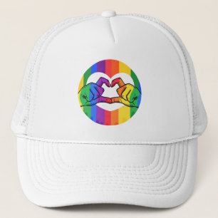 LGBTQ Rainbow Liebe Herzhandschuhe Truckerkappe