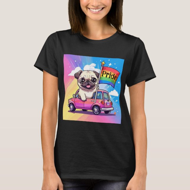 LGBTQ Rainbow Pride Mops T-Shirt (Vorderseite)