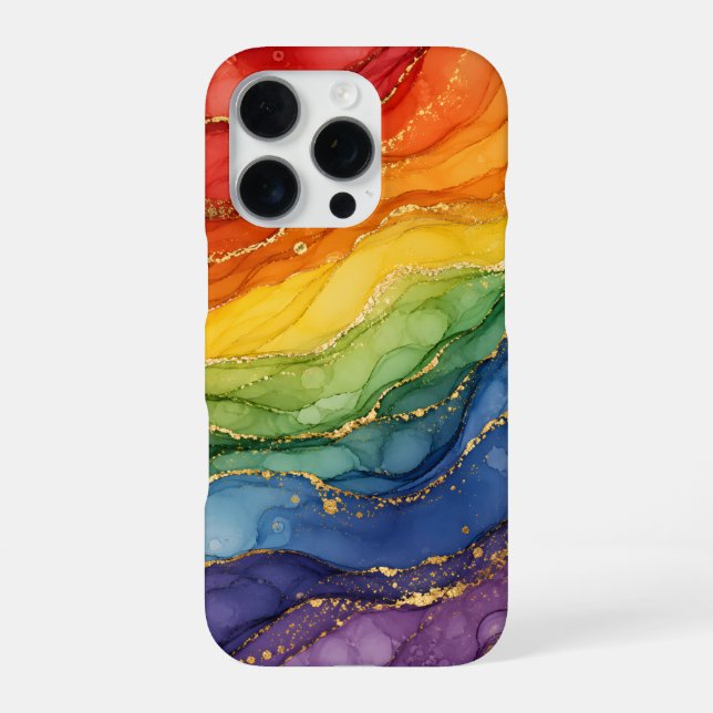 LGBTQ Regenbogen-Marmor  iPhone Hülle (Rückseite)