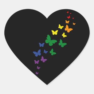 LGBTQ Regenbogen Schmetterlingsweg Herz-Aufkleber