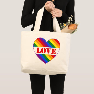 LGBTQ+ Regenbogenfahne Liebe Herz für den Monat de Jumbo Stoffbeutel