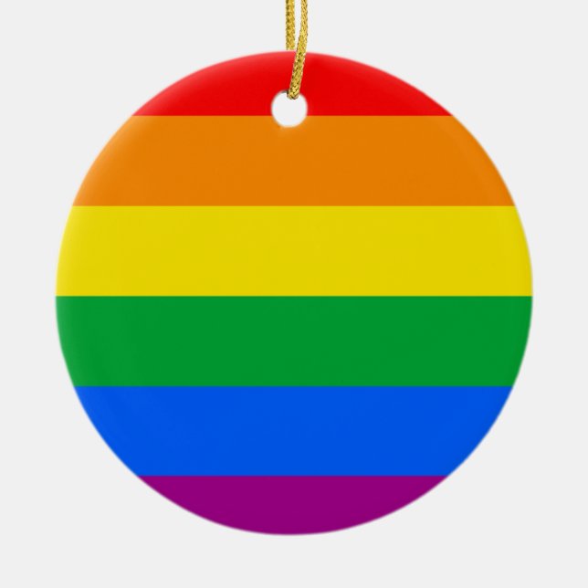 LGBTQ+-Regenbogenfarben Keramik Ornament (Vorne)