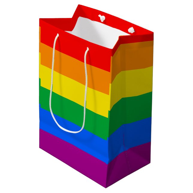 LGBTQ+-Regenbogenfarben Mittlere Geschenktüte (Vorderseite Schrägansicht)