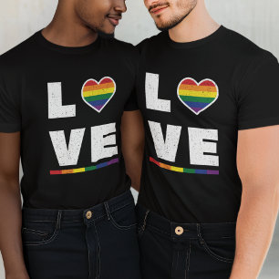 LGBTQ Regenbogenflagge Distressed Grunge Liebe T-Shirt