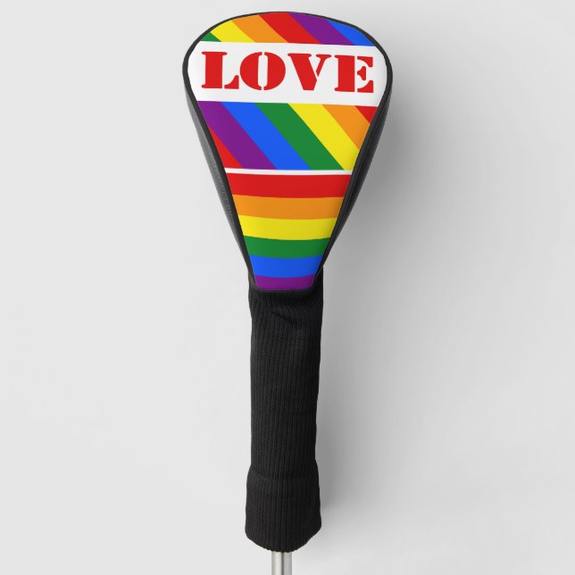 LGBTQ+-Regenbogenflagge mit Liebe für den Monat Mä Golf Headcover (Vorderseite)