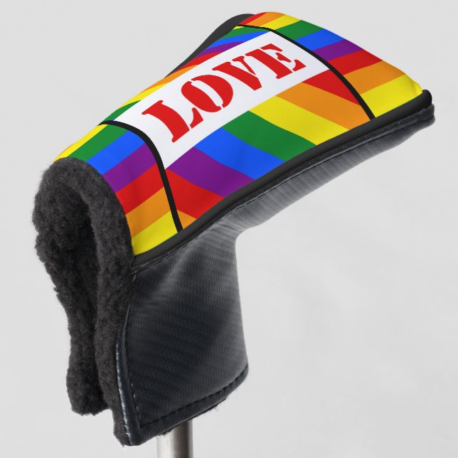 LGBTQ+-Regenbogenflagge mit Liebe für den Monat Mä Golf Headcover (3/4 Vorderseite)