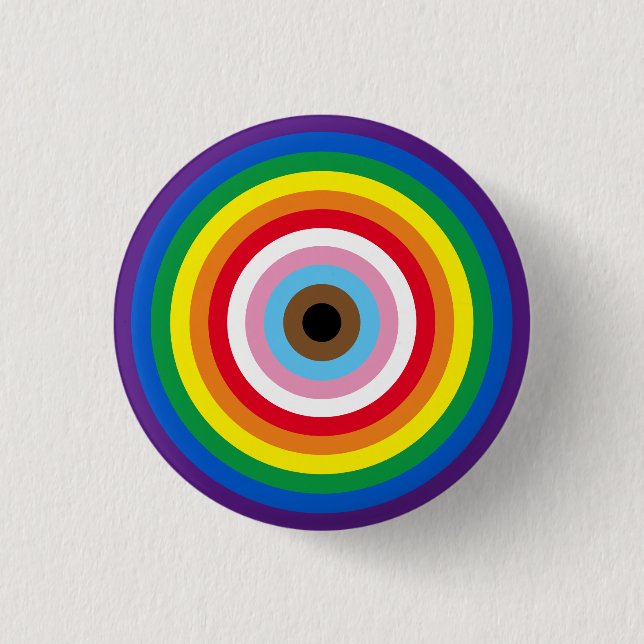 Lgbtq Regenbogenstreifen, Bullseye Gay Pride Button (Vorderseite)