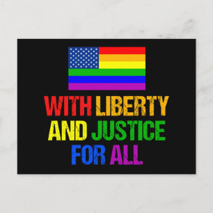 LGBTQ Rights Rainbow American Flag Gay Pride Black Postkarte