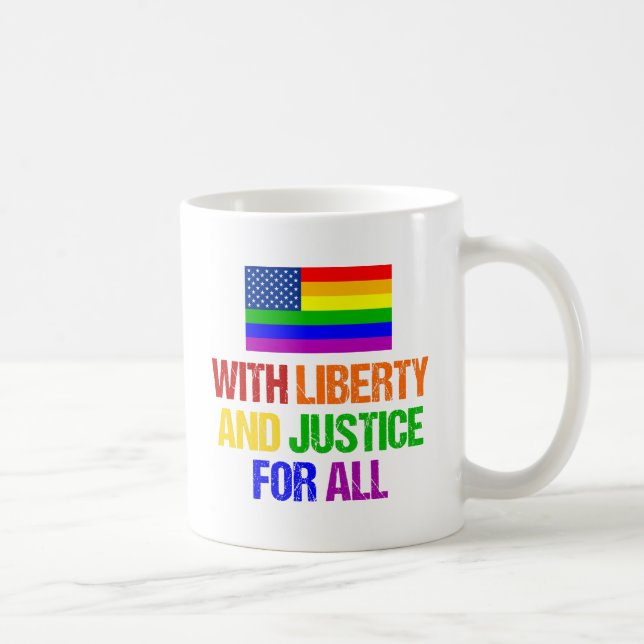 LGBTQ Rights Rainbow American Flag Gay Pride Kaffeetasse (Rechts)