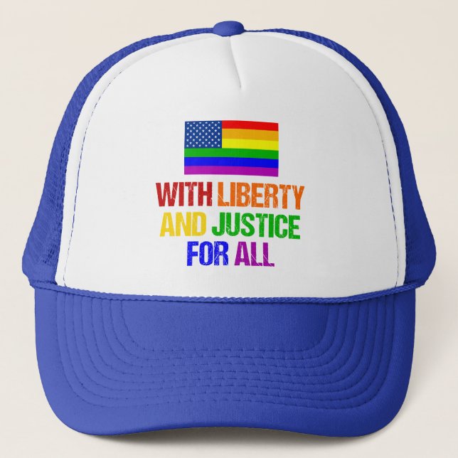 LGBTQ Rights Rainbow American Flag Gay Pride Truckerkappe (Vorderseite)