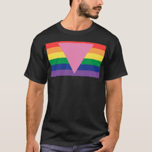 LGBTQ+ rosafarbenes Dreieck auf der Flagge T-Shirt