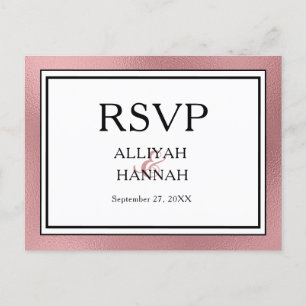LGBTQ Rose Gold Modern Wedding RSVP Postkarte