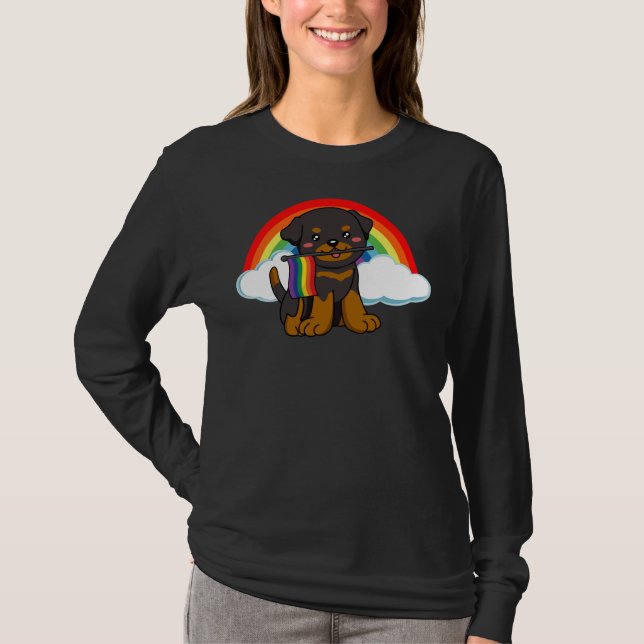 Lgbtq Rottweiler Dog Gay Lesbian Pride Rainbow Equ T-Shirt (Vorderseite)