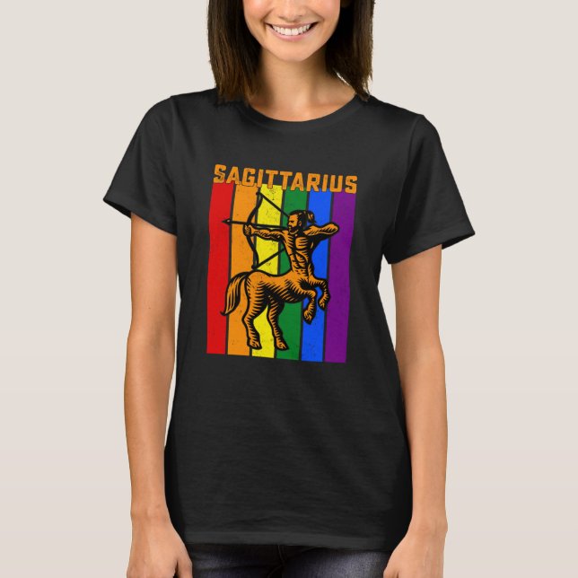 LGBTQ Sagittarius Zodiac Sign Vintage Astrology T-Shirt (Vorderseite)
