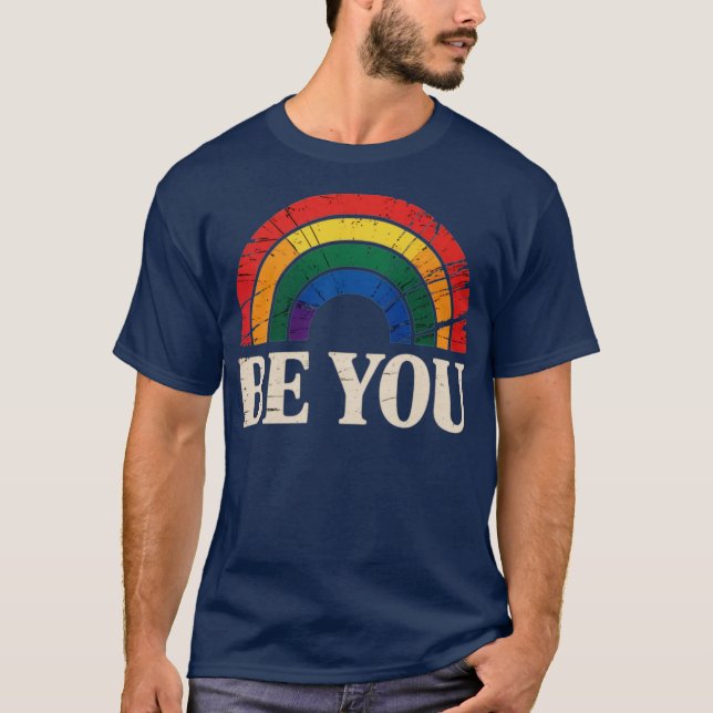 LGBTQ Sei du Gay Pride LGBT Allein Rainbow Flag Re T-Shirt (Vorderseite)