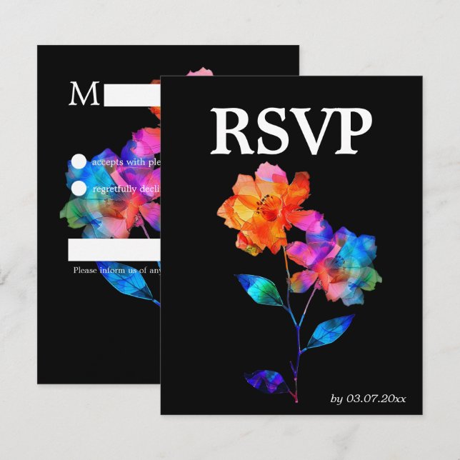 🌈 LGBTQ Soaring Together  Petals & Pride  RSVP Karte (Vorne/Hinten)