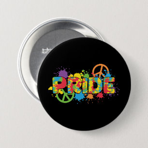 LGBTQ - Stolz - Rainbow Colors Paint Splashes Button