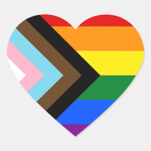 LGBTQ & Stolz - Regenbogen-Fortschrittsflagge Herz-Aufkleber
