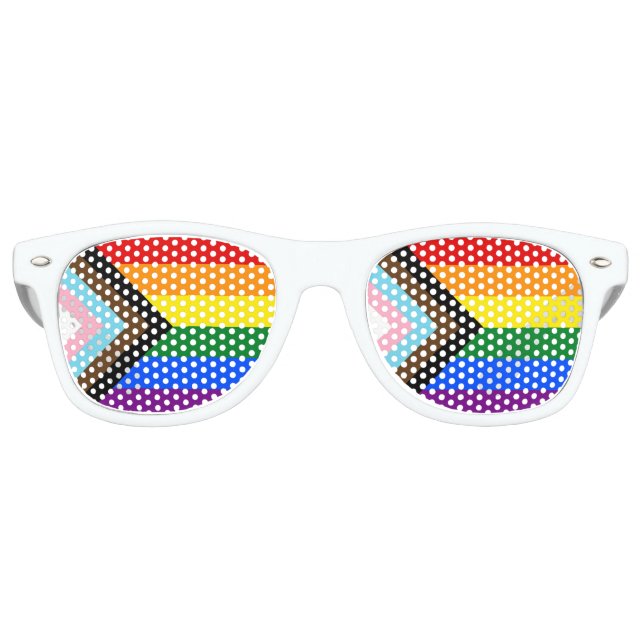 LGBTQ & Stolz - Regenbogen-Fortschrittsflagge Partybrille (Vorderseite)