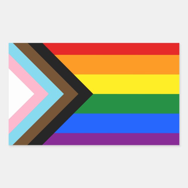 LGBTQ & Stolz - Regenbogen-Fortschrittsflagge Rechteckiger Aufkleber (Vorderseite)