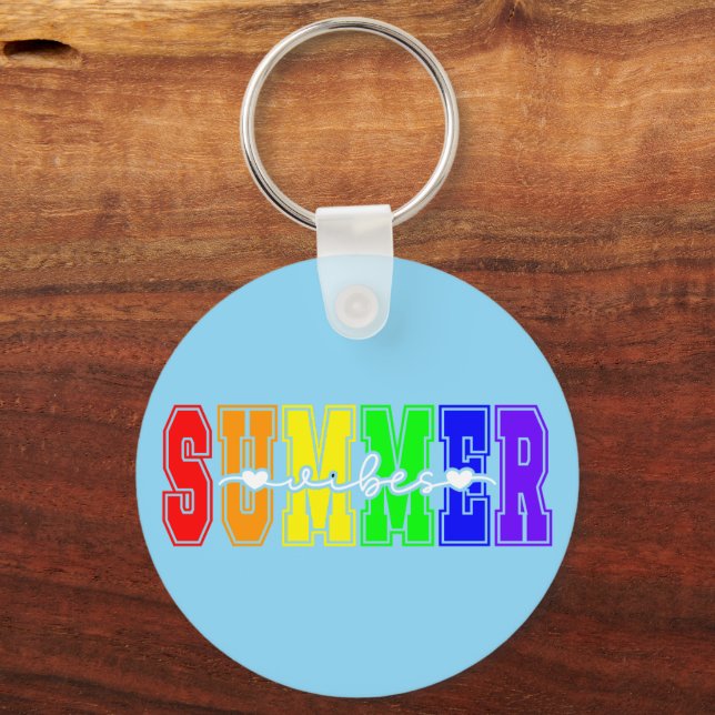 LGBTQ Summer Vibes | Rainbow Pride Schlüsselanhänger (Vorderseite)
