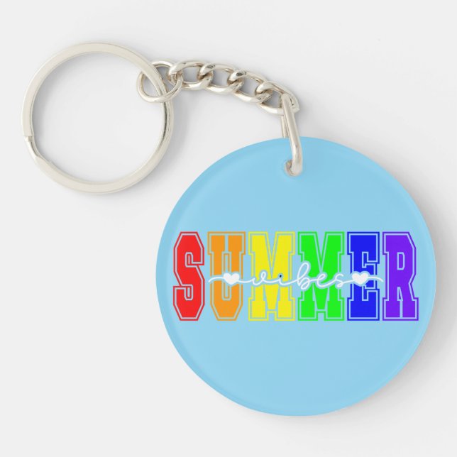 LGBTQ Summer Vibes | Rainbow Pride Schlüsselanhänger (Vorderseite)