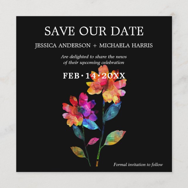 🌈 LGBTQ  Termin vormerken Petals & Pride  Save The Date (Vorderseite)
