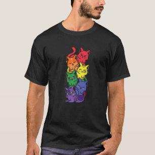 LGBTQ Tier Lesbische Katze Niedlich Rainbow Lesbia T-Shirt