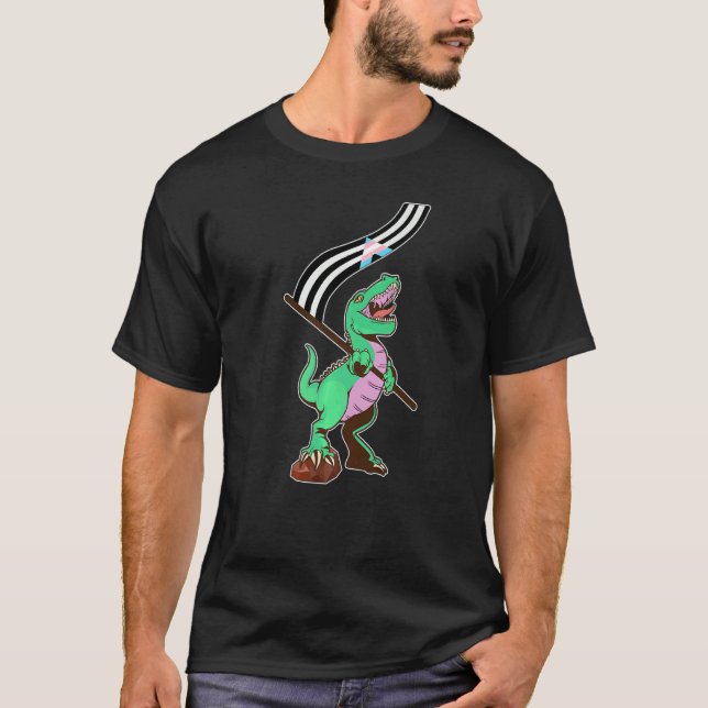 Lgbtq Trans Ally Pride Flag Lgbtqia+ Dinosaur Tra T-Shirt (Vorderseite)