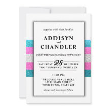 LGBTQ Trans Chic Modern White Wedding Glitzer