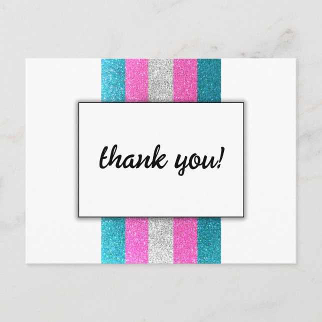 LGBTQ Trans Chic Modern White Wedding Glitzer Postkarte (Vorderseite)