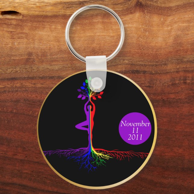 LGBTQ Tree of Life Erholung Gift Schlüsselanhänger (Vorderseite)