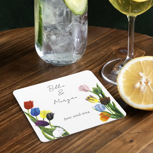 LGBTQ und Tulips-Blume Rechteckiger Pappuntersetzer (Von Creator hochgeladen)