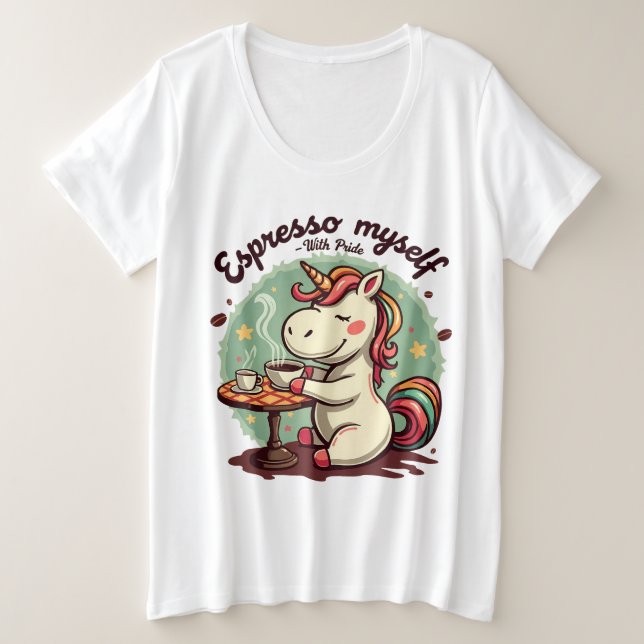 LGBTQ unicorn Espresso Mich Große Größe T-Shirt (Design vorne)
