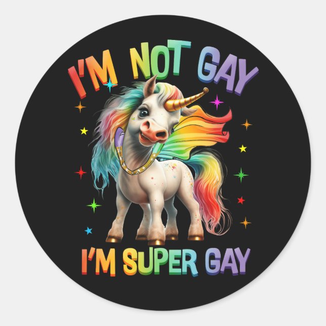 LGBTQ Unicorn Super Gay Pride LGBT Ally Rainbow Fl Runder Aufkleber (Vorderseite)