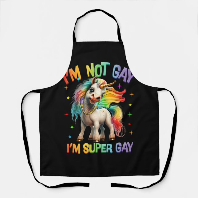 LGBTQ Unicorn Super Gay Pride LGBT Ally Rainbow Fl Schürze (Vorderseite)
