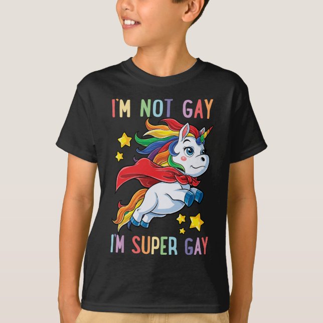 LGBTQ Unicorn Super Gay Pride LGBT Ally Rainbow Fl T-Shirt (Vorderseite)