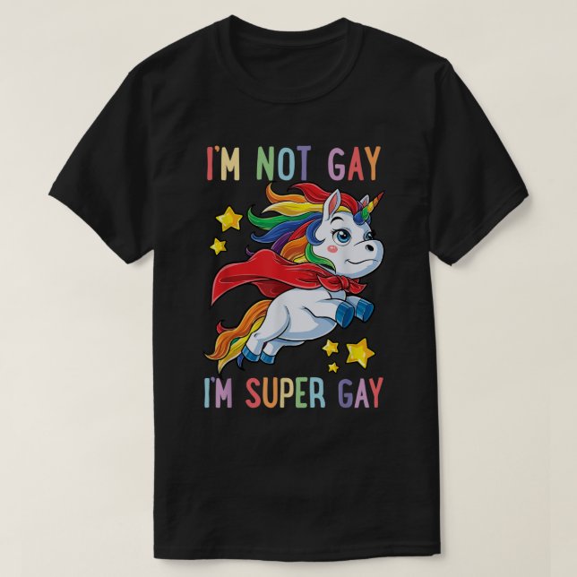 LGBTQ Unicorn Super Gay Pride LGBT Ally Rainbow Fl T-Shirt (Design vorne)