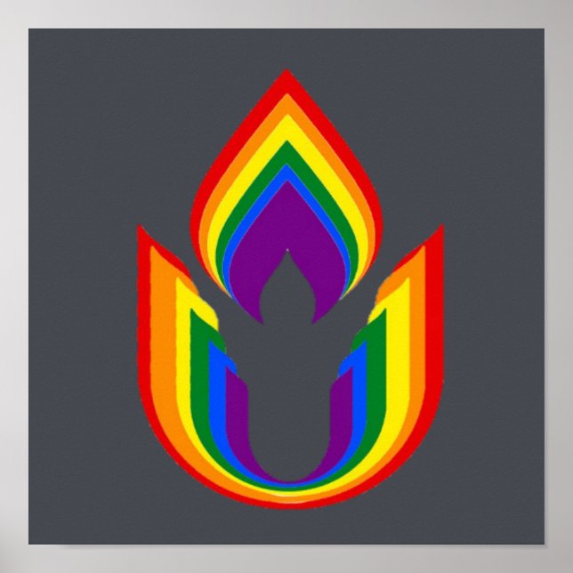 LGBTQ Unitarian Universalism flaming chalice Poster (Vorne)