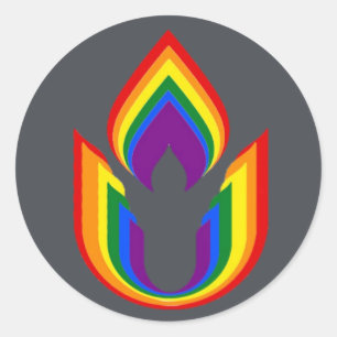 LGBTQ Unitarian Universalism flaming chalice Runder Aufkleber